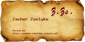 Zacher Zselyke névjegykártya